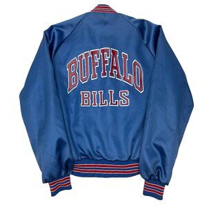 Vintage 80s Chalk Line NFL Buffalo Bills Satin Bomber Spellout Jacket Mens